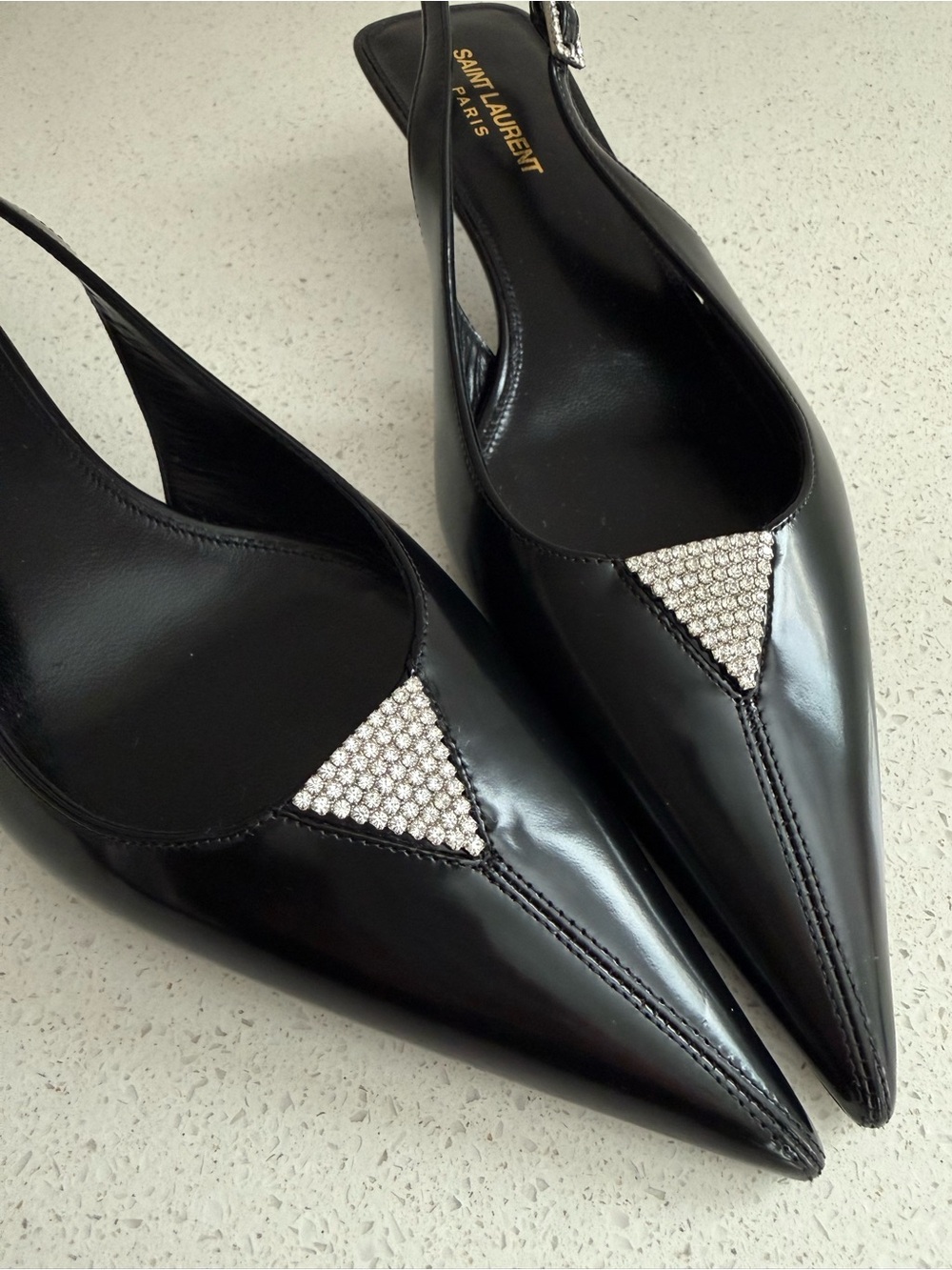 Saint Laurent Cherish Kitten Heel Black Leather Slingback EU 38.5 US 8.5 - Picture 5 of 12
